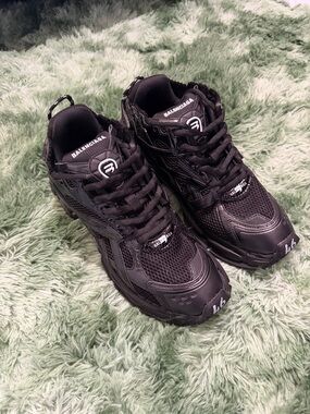 Balenciaga Men's Black Layered Runner Sneakers